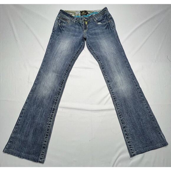 Akademiks Women's Heart Butterfly Embroidered Bootcut Jeans - Size 28x30.5 - Picture 1 of 8